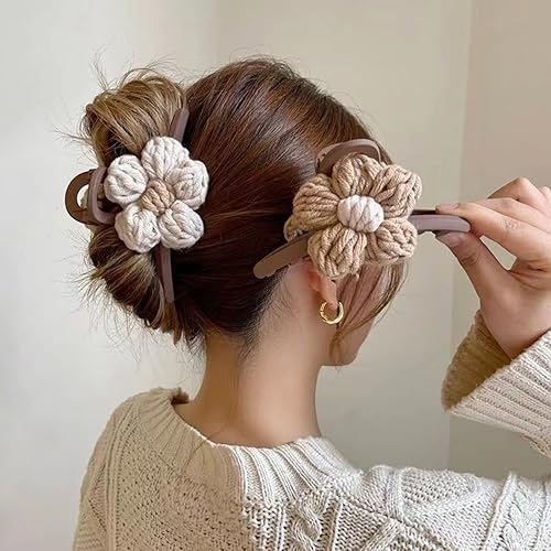 Miniatura 2 de 4 pinzas de pelo grandes de 433 pulgadas trenzadas esponjosas de felpa pinza de mandíbula de pasador para mujeres y niñas pinzas de medio moño para