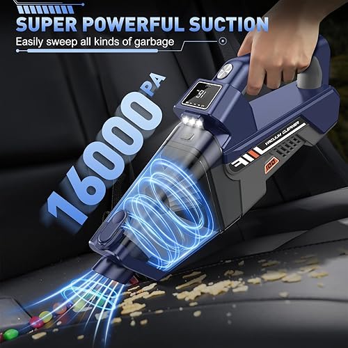 Miniatura 2 de JONYJ - Aspiradora de mano inalámbrica, 16000 PA de alta potencia, aspiradora de mano portátil con luz LED y múltiples boquillas, removedor de polvo