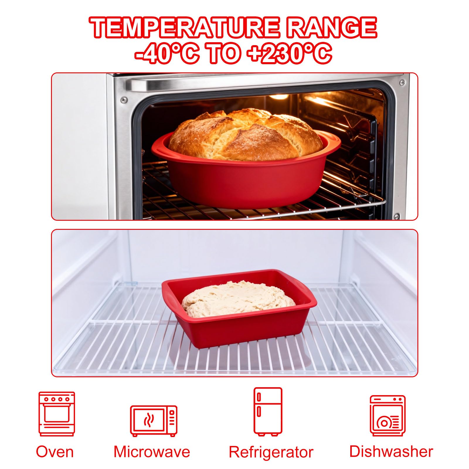 3 Stampi in Silicone per Dolci con Pennello, Stampo Plumcake Silicone Rettangolare, Rotondo e Quadrato, Stampo Silicone Antiaderente Riutilizzabile per Pane, Torte e Dessert