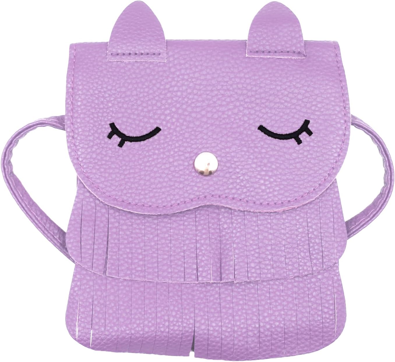 ZGMYC Cat Tassel Shoulder Bag Small Coin Purse Crossbody Satchel for Kids Girls, Purple (5.1'' X 5.9'')