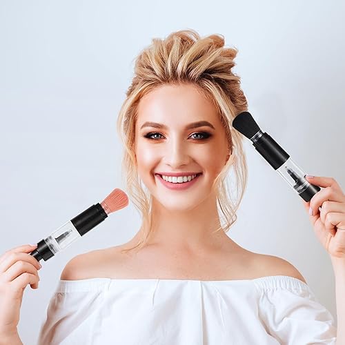 Miniatura 6 de Tioncy 2 piezas de pincel para polvo para relieve, cepillo de polvo suelto recargable, reutilizable, herramienta aplicadora de aerosol de viaje,