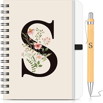 BBTO Personalised Notebook with Initial S Bamboo Pen Set
