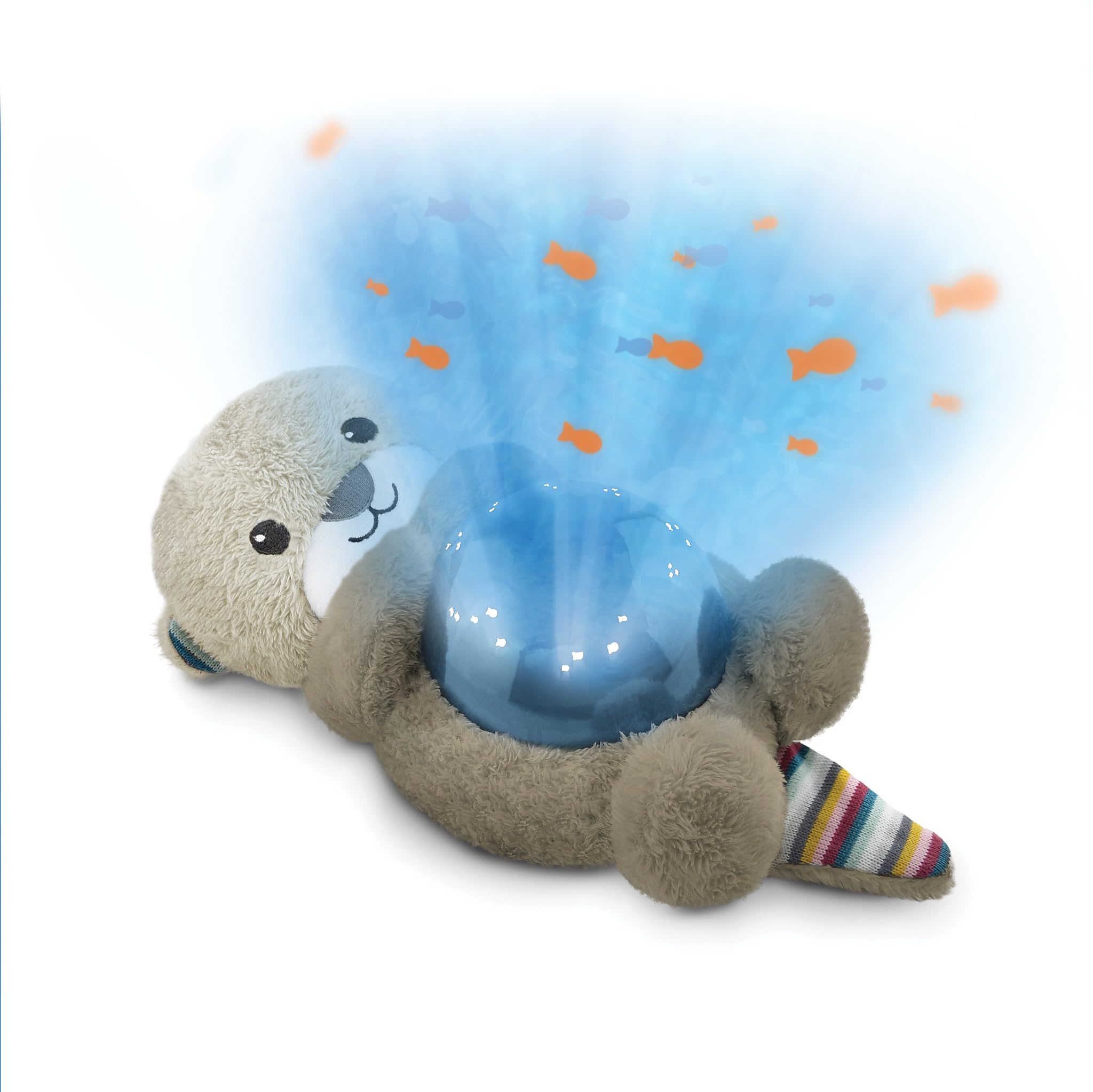 ZAZU Otto the Otter LED Night Light Projector Ocean Moving Fish Wave 5 Melodies 3 Stage Sleep Program Sound Detection Battery Operated