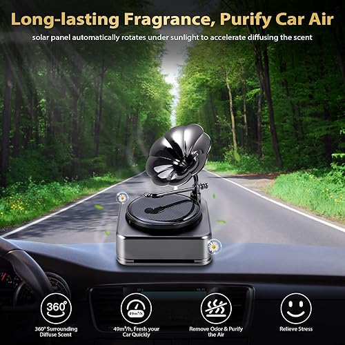 Vista 7 de Ambientador giratorio solar, difusor de aceite esencial con 3 fragancias naturales, accesorio de decoración interior de automóvil de aromaterapia