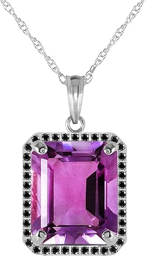 Galaxy Gold GG 14K White Gold Necklace Natural Black Diamonds Amethyst