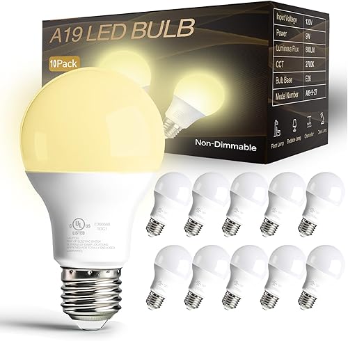 Miniatura 20 de dalattin Paquete de 24 bombillas led A19 de luz diurna blanca 5000K, bombillas estándar equivalentes a 60 W, casquillo E26, 800 lm, ahorro Luz