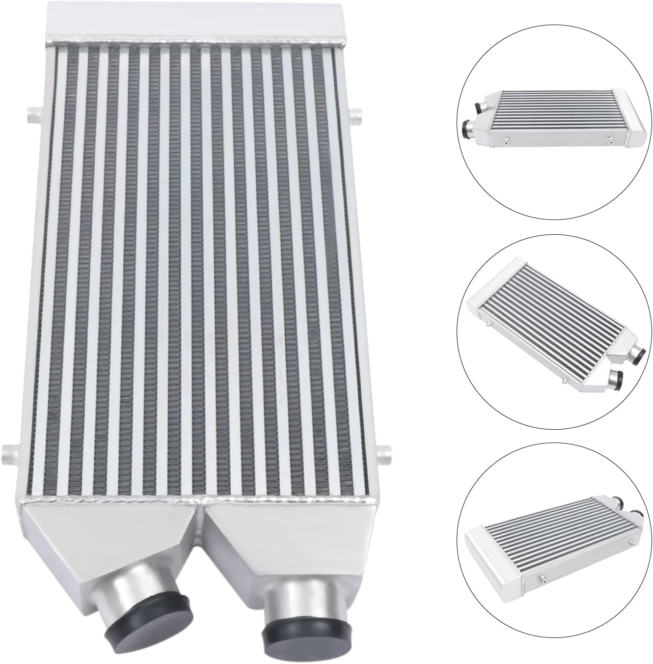 Universal Mount Turbo Intercooler, 24.5" X 12.5" X3"Front Mount Intercooler 2.5" Inlet/Outlet One Side Universal Aluminum Turbo Intercooler Replacement for Any Turbo Charger System (24.5x12.5x3" 2.5")