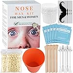 100g Nose Hair Waxing Kit with 30 Applicators (Up to 30 Uses), 10 Mustache Guards, 15 Wipes for Quick and Painless Hair Removal on Nose, Ears, and Face - For Men and Women
