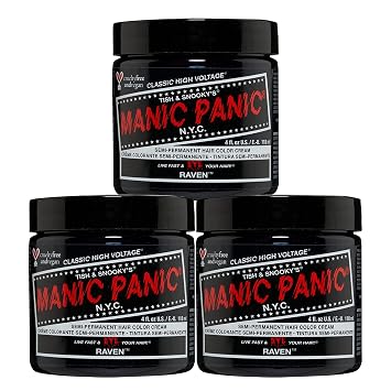 Manic Panic Semi Permanent Black Hair Dye, Raven, 4 oz, 3 Pack