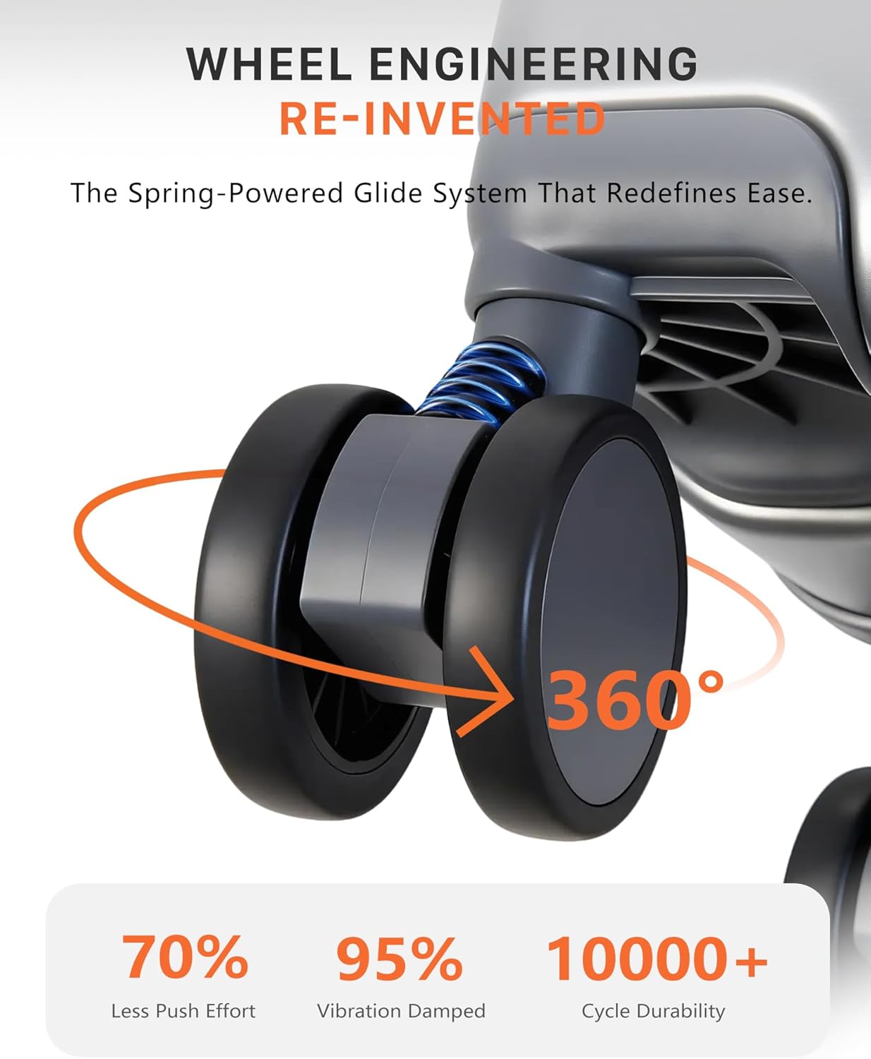 Expandable 20Inch Carry On Luggage Airline Approved - Front Pocket Travel Suitcase 100% PC Unbreakable -with Cup Holder,USB Charge,Side Pothook, 360°Spinner Wheels, TSA Lock-Grey - Image 3