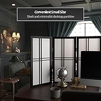 Vista 2 de Pantalla Shoji de doble cruz corta para escritorio de 2 pies - Negro - 3 paneles