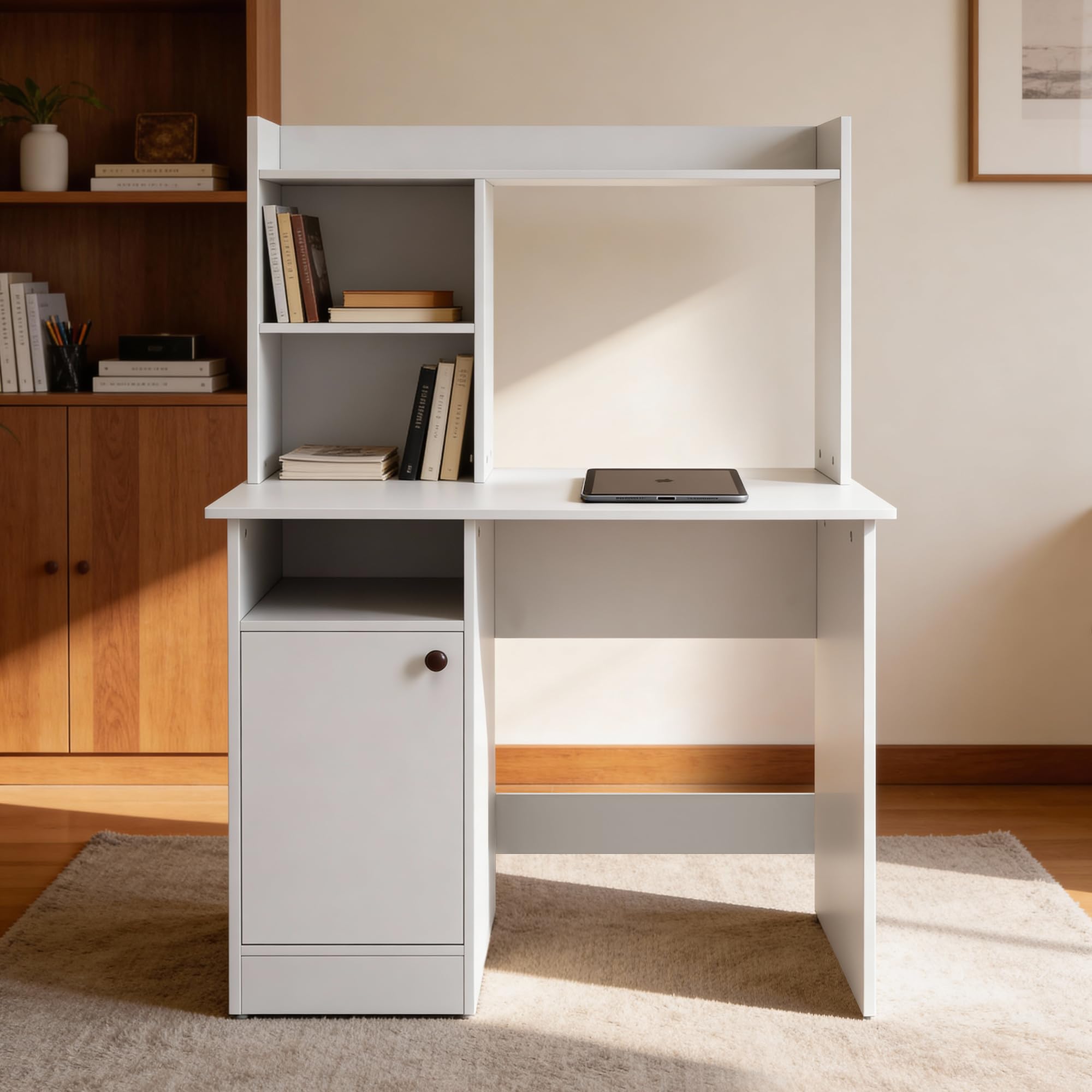 Green Soul Alpine Computer Table for Home PC with Hutch Design, Bottom Storage, is 3087 Engineered Wood, for Students, Adults & Professionals, Frosty White, 3 Year Warranty-image-44