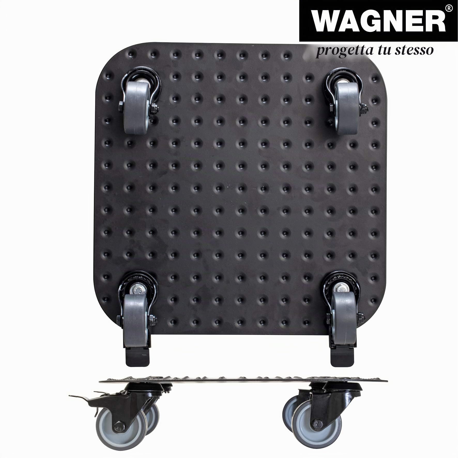 Wagner Carrello per Piante Alaska 29 x 29 x 7,5 cm I Carrello per Fiori per Interni ed Esterni I Portavaso in Alluminio Nero con Ruote I 2 Ruote con Freno I Portata 150 kg I Made in Germany- 20700301