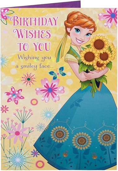 Disney La Reine Des Neiges Anna Et Son Tournesols Superbe Carte D Anniversaire Disney Neuf Cadeau Fille Minimum Amazon Fr Fournitures De Bureau