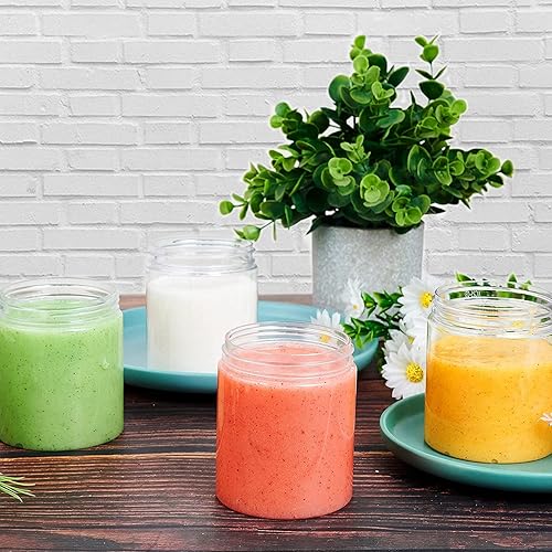 Miniatura 5 de Eternal Moment Paquete de 36 tarros de plástico de 8 onzas redondos transparentes con tapas blancas, perfectos para loción, slime, crema, ungüentos,