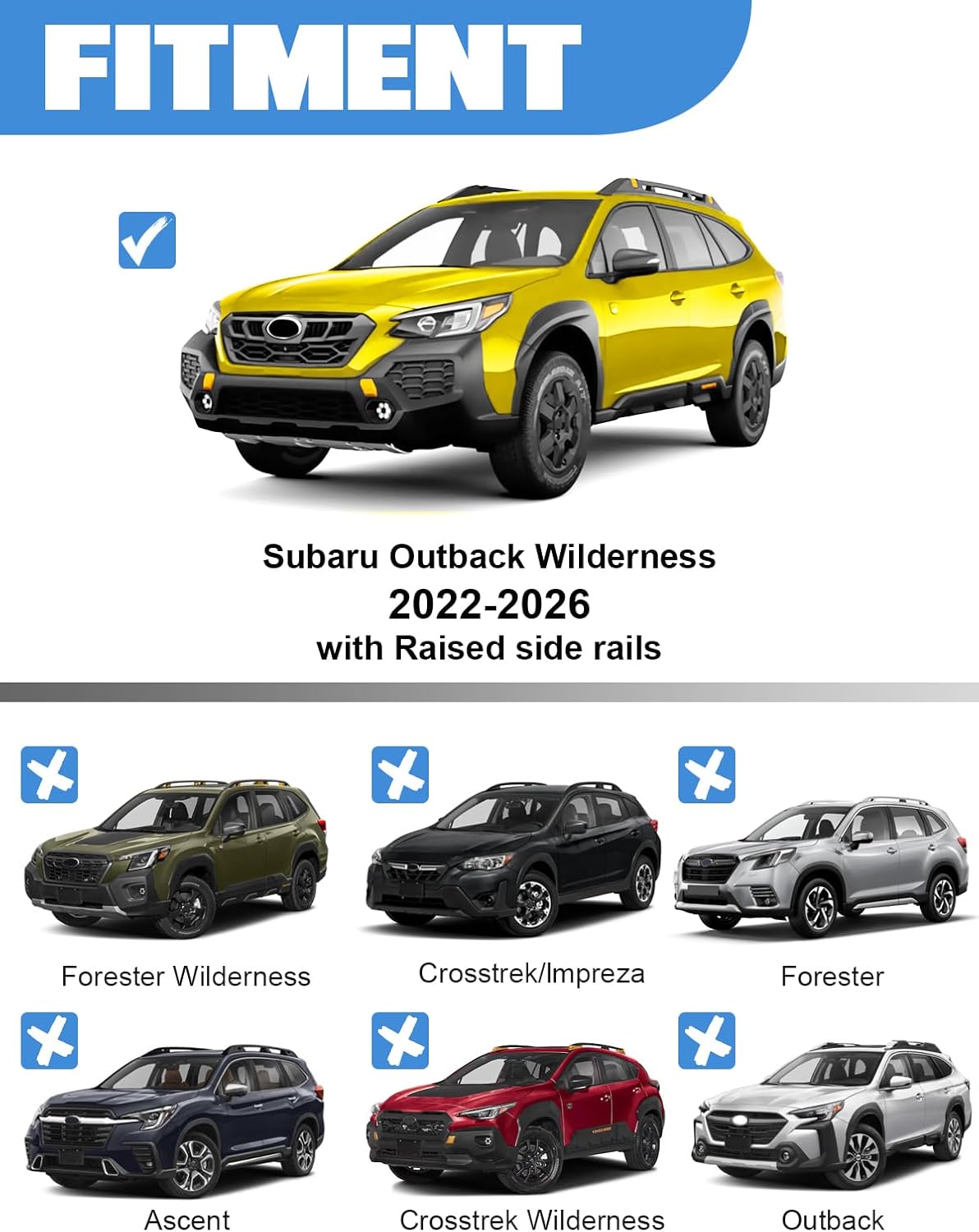 FengYu 330lbs Roof Rack Cross Bars Compatible with Subaru Outback Wilderness 2022-2026 (Only Fit Wilderness), Heavy Duty All-Metal Lockable Aluminum Roof Rails Crossbars Rooftop Cargo Bars Compatible with Outback Wilderness 2022-2026