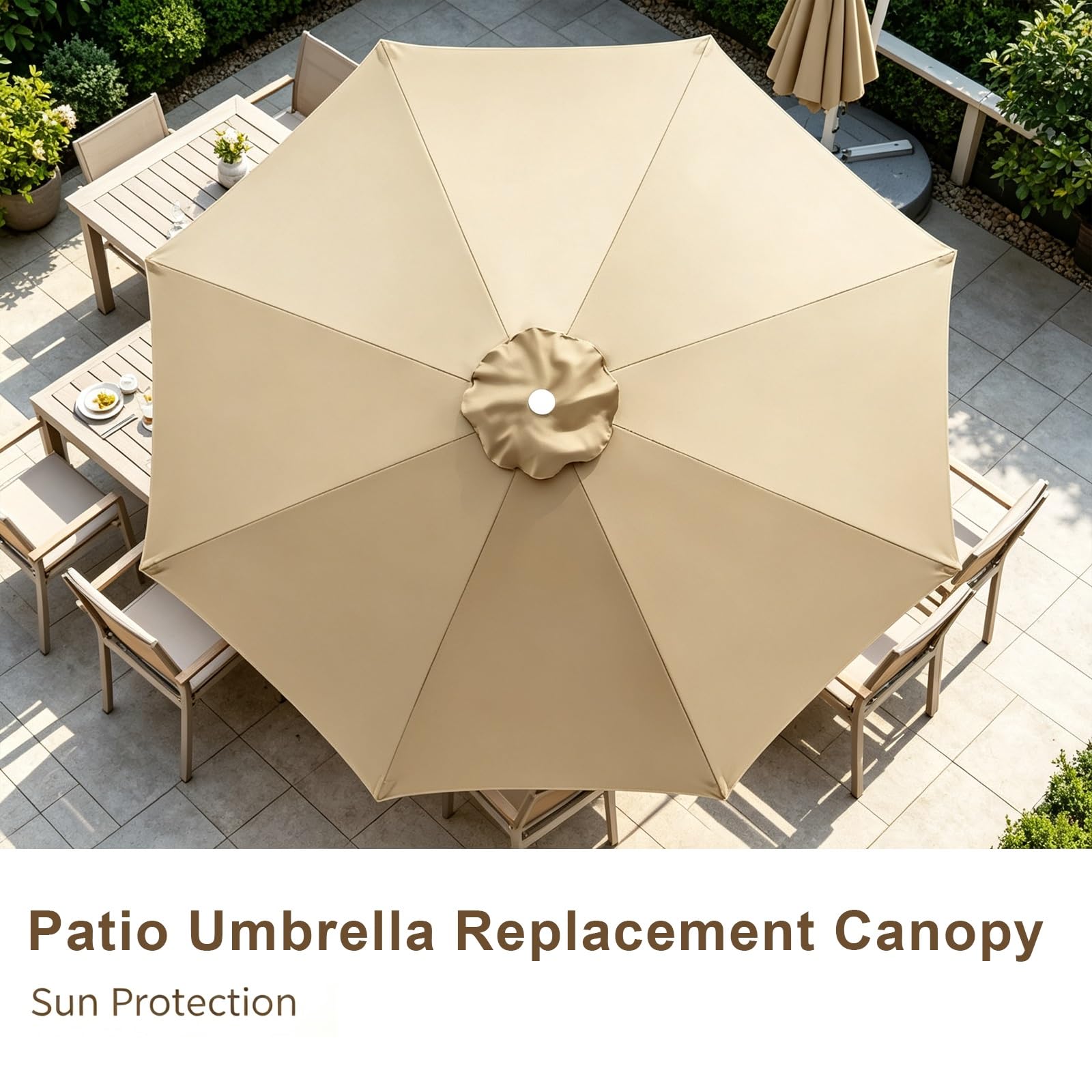 Telo di Ricambio per Ombrellone da Giardino 4m 8 Stecche, Poliestere | Copertura di Ricambio per Ombrellone Anti UVs 30+, per Esterni, Giardino, Spiaggia, Piscina, Balcone, Terrazza(Lighte Blue)