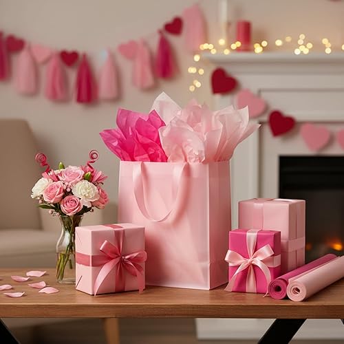 Miniatura 6 de Qilery 500 hojas de papel de seda rosa para el día de San Valentín a granel para bolsas de regalo de 15 x 20 pulgadas, sin ácidos, hojas de papel de