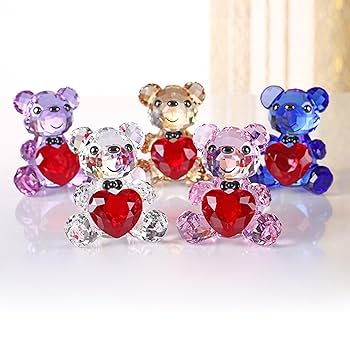 クリスタルクマの置物 青いハート付き Amazon.co.jp: K9クリスタル 熊 クマ ミニ 置物 可愛い 癒し