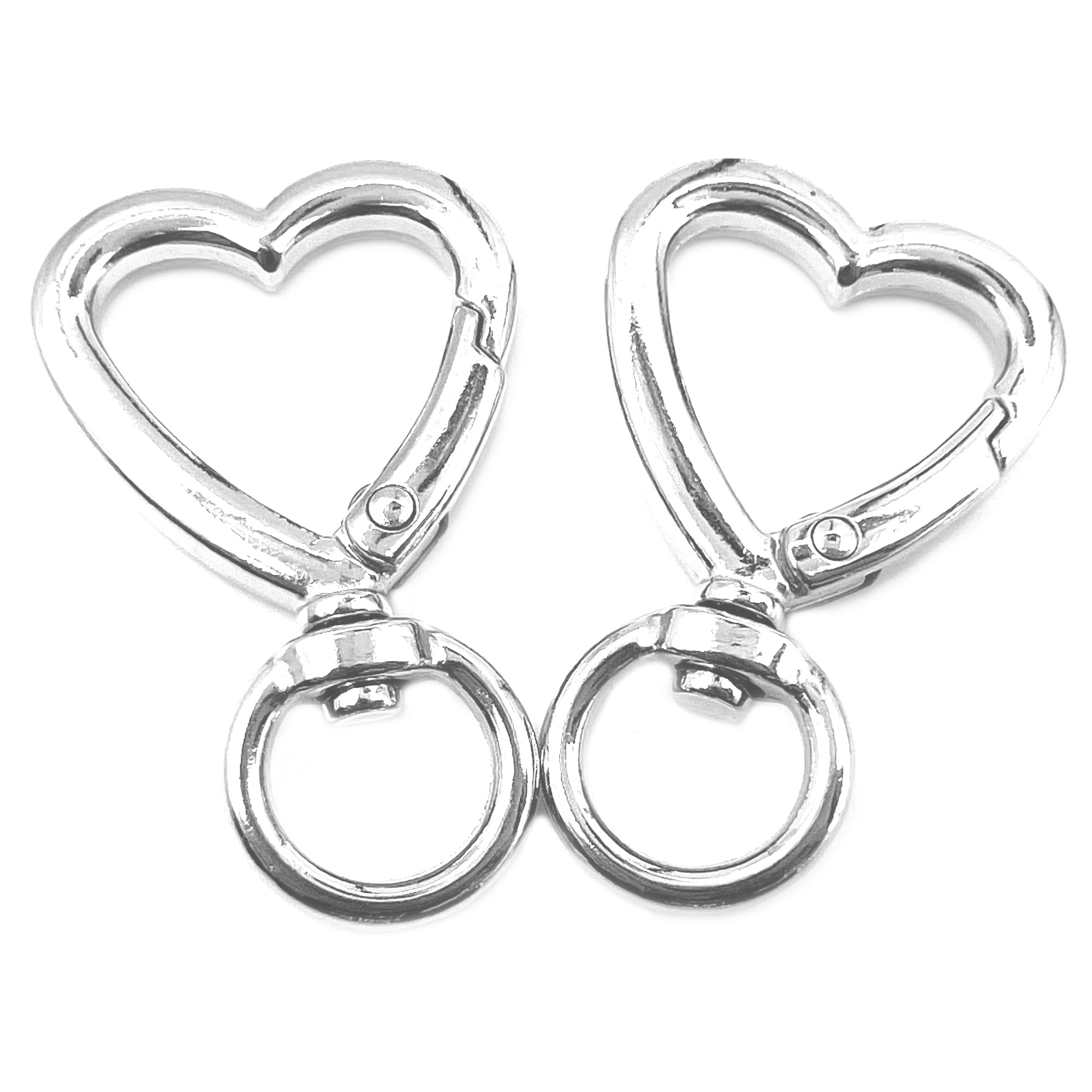 YIXI-SBest 6 Pcs Silver Heart Shape Swivel Buckles Trigger Spring Keyring Buckle, Clasps Hooks Keychain Ring Buckles Fashion Clips for Keychains, Bag,