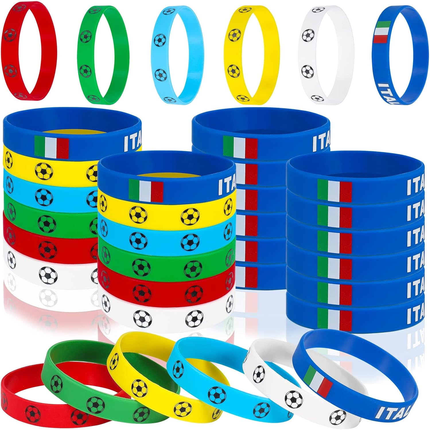 Fuyamp 20Pcs Italy Flag Silicone Bracelet 2022 Football Wristband Bracelet for Soccer Fans Supporters Fashion Sports Wrist Strap Souvenir Gift : Everything Else
