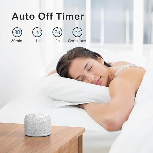 Miniatura 7 de REACHER Máquina de sonido de ruido blanco de viaje, mini máquina portátil de ruido para dormir con 20 sonidos relajantes, pequeño altavoz Bluetooth,