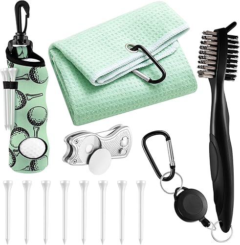 Miniatura 15 de Liliful Kit de Accesorios de Golf de 12 Piezas, Incluye Bolsa para Pelotas de Golf con Gancho, Toalla, Tees, Marcador de Pelota Magnético