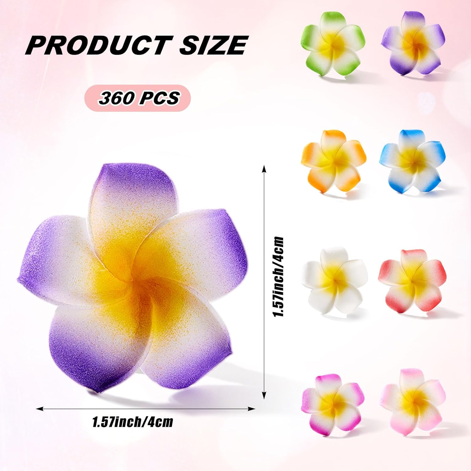 Waydress 360 Pcs Mixed Colors Foam Hawaiian Frangipani Artificial Plumeria Flower Petals for DIY Hair Hat Wreath Floral Bridal Wedding Decoration Party Decoration
