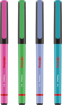 rOtring Fineliner, İnce Keçe Uçlu Kalem 0.4 mm, 4'lü Paket, Canlı Renkler