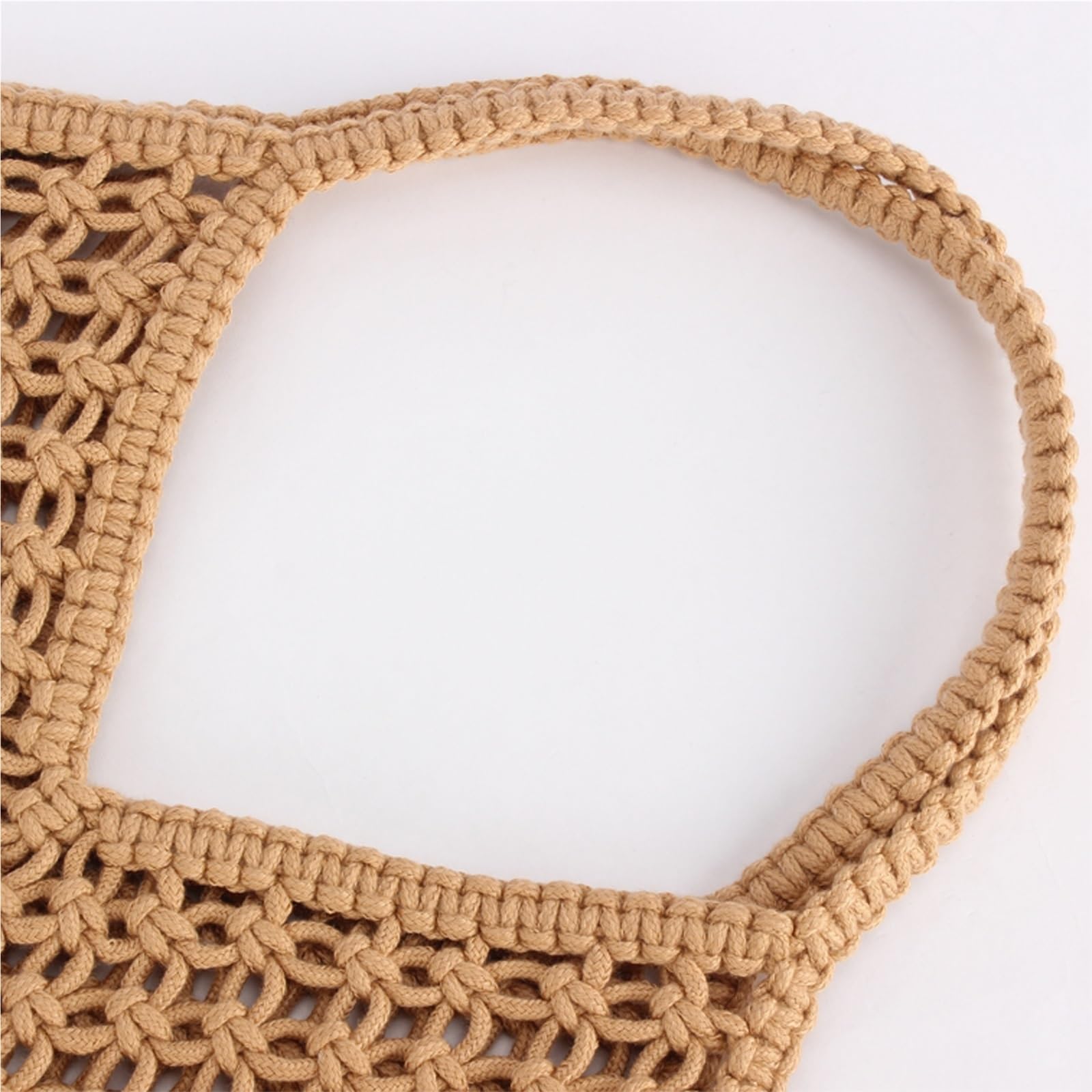 Borsa all'uncinetto for donna, in corda di cotone, da viaggio, da spiaggia, da pesca, a tracolla, intrecciata, estiva