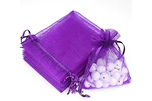 Akstore Sheer Drawstring Organza Jewelry Pouches (Purple, 3.15x4)