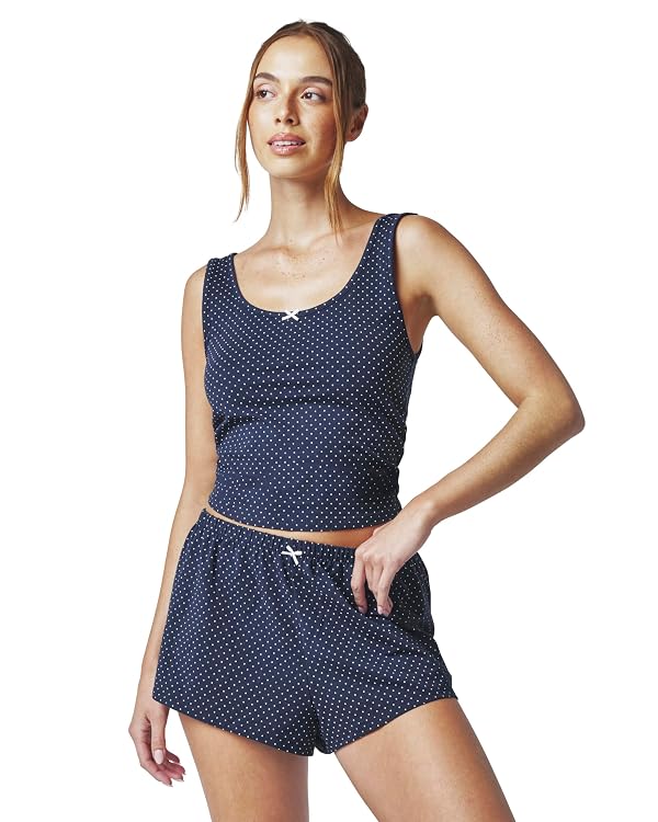 florence by mills Women's Daze Off Cami and Short Pajama Set, Navy Polka Dot, Medium by florence by mills - Used condition - US$33.68