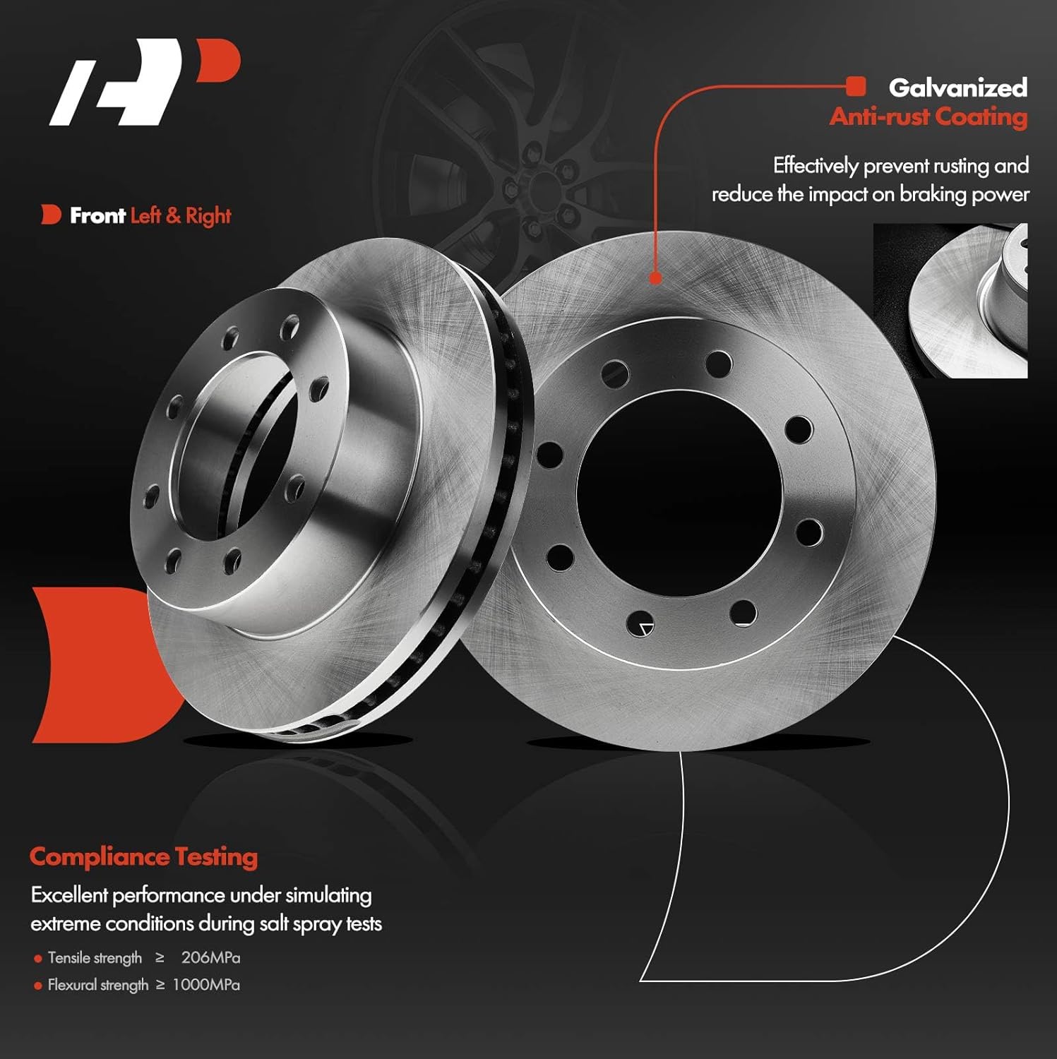 A-Premium 13.66 inch (347mm) Front Vented Disc Brake Rotors Compatible with Select Ford Models - F250 F350 Super Duty 2005-2012, F450 Super Duty 2010-2012, 2-PC Set