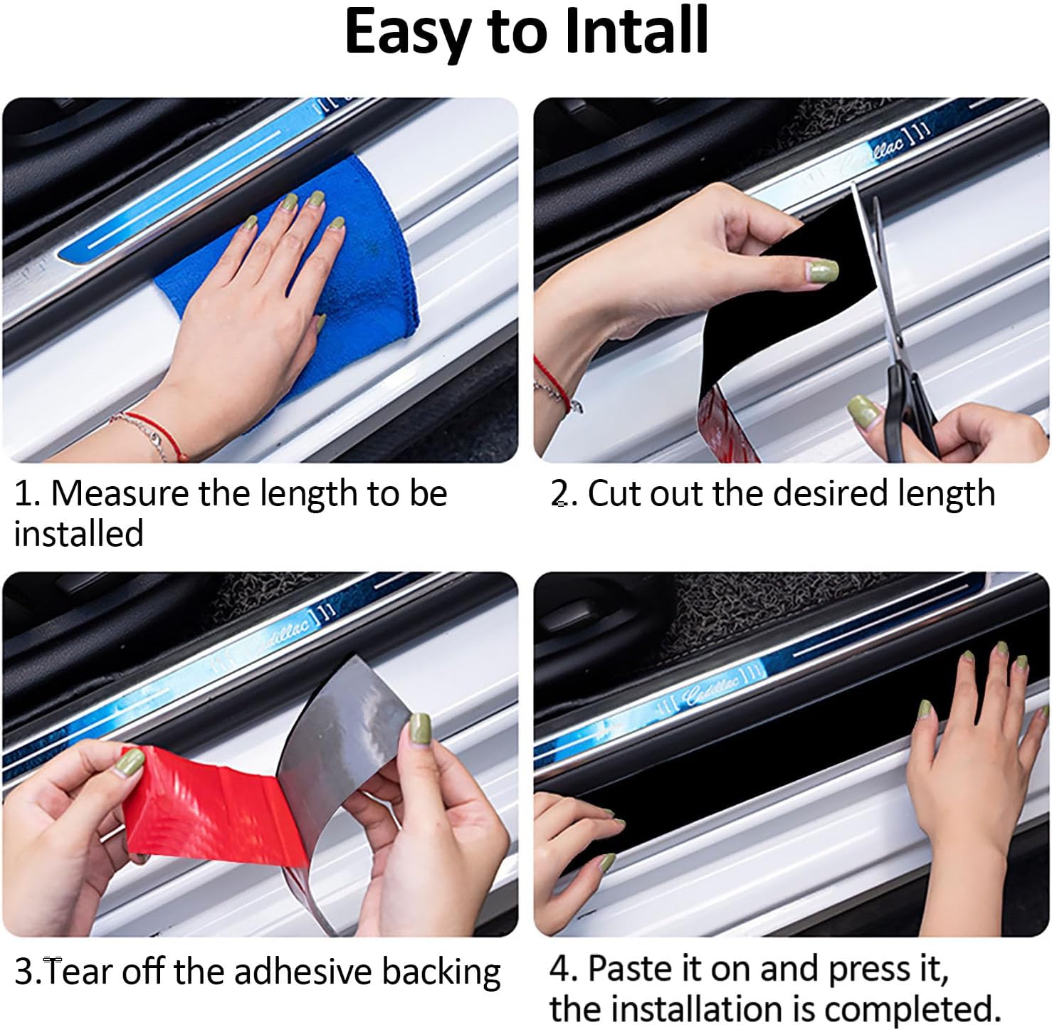 Car Door Sill Protector,2 in x 118 in Anti-Scratch Car Door Edge Guards,Automotive Anti-Collision Strip for Doors Edge,Front and Rear Bumper