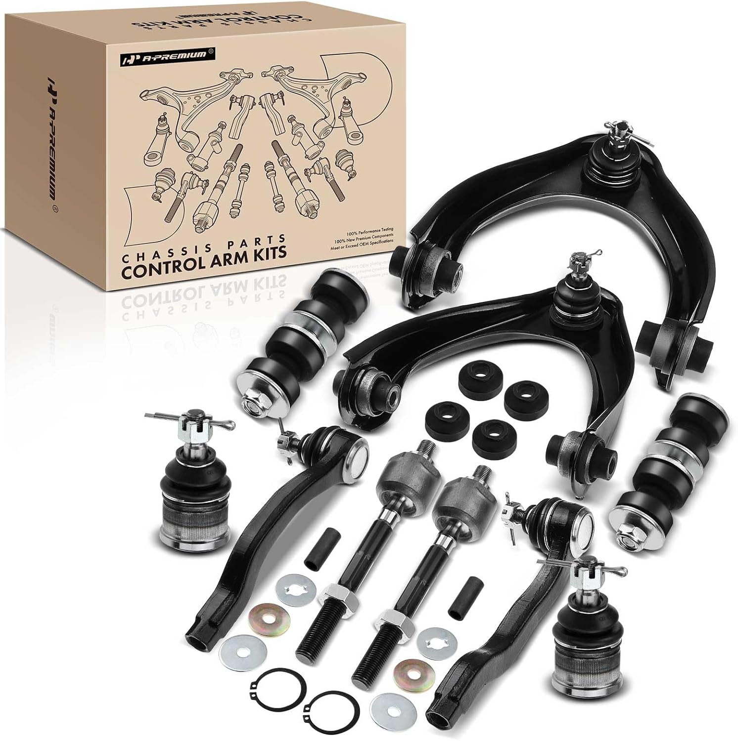A-Premium 12Pcs Front Suspension Kit, Upper Control Arm, Sway Bar Link, Lower Ball Joint, Inner & Outer Tie Rod End, Upper Strut Mounting Kit, Compatible with Honda Civic 1996 1997 1998 1999 2000
