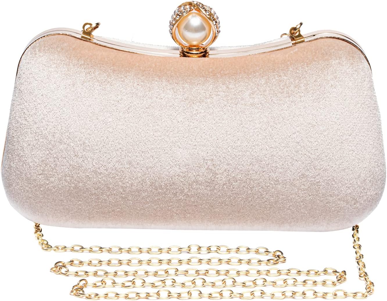 Velvet Evening Bags For Women With Flower Closure Rhinestone Pearl Embellished Cluth Purse For Party Wedding