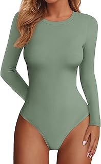 Bodysuits for Women 2026 Spring Long Sleeve Shirts Fitted Basic Ribbed Layering Tops Fall Fashion Winter Clothes