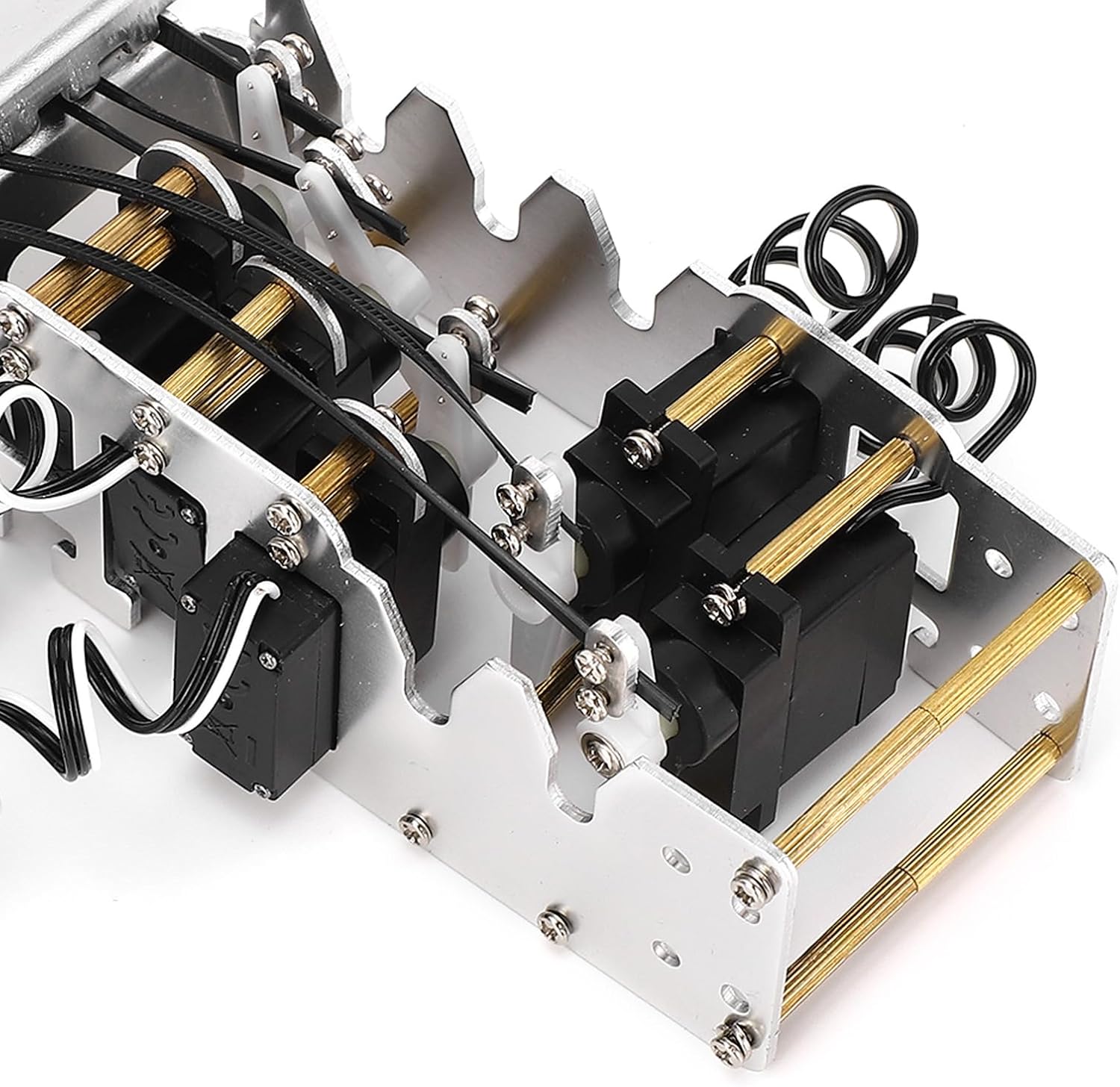 Aramox 1/1 Scale Robot Hand Analog Servo 5 Finger Manipulator with Acrylic and Aluminum Construction for Interaction Black Robotic Hand for Robotics Enthusiasts