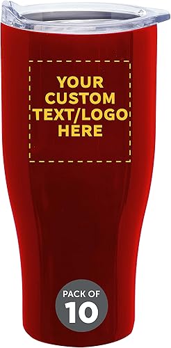 Miniatura 101 de Tazas de viaje personalizadas de acero inoxidable de 27 onzas, juego de 10, paquete personalizado a granel, perfectas para café, refrescos, otras