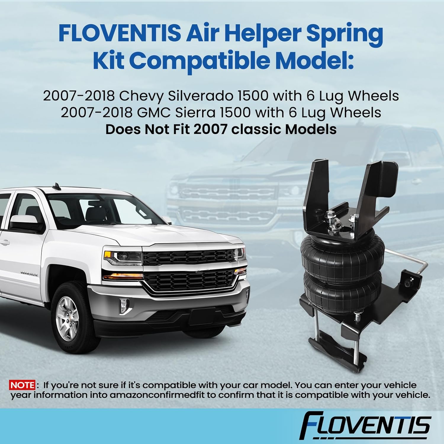 Air Spring Bags Suspension Kit for 2007-2018 Chevy Silverado 1500 and GMC Sierra 1500 Pickups Rear Helper Bag Spring Towing 5000 lbs