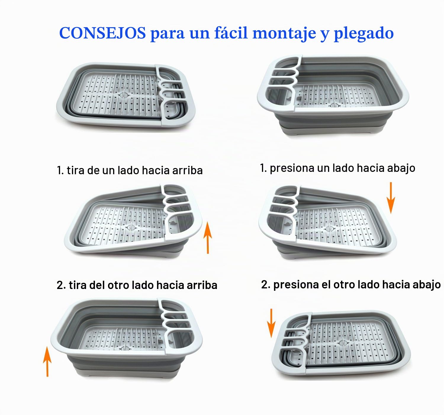 SAMMART Escurridor Plegable con escurridor de Mesa - Juego de secador Plegable - Portátil Vajilla Organizador - Ahorro de Espacio de Cocina Bandeja de Almacenamiento S Gris