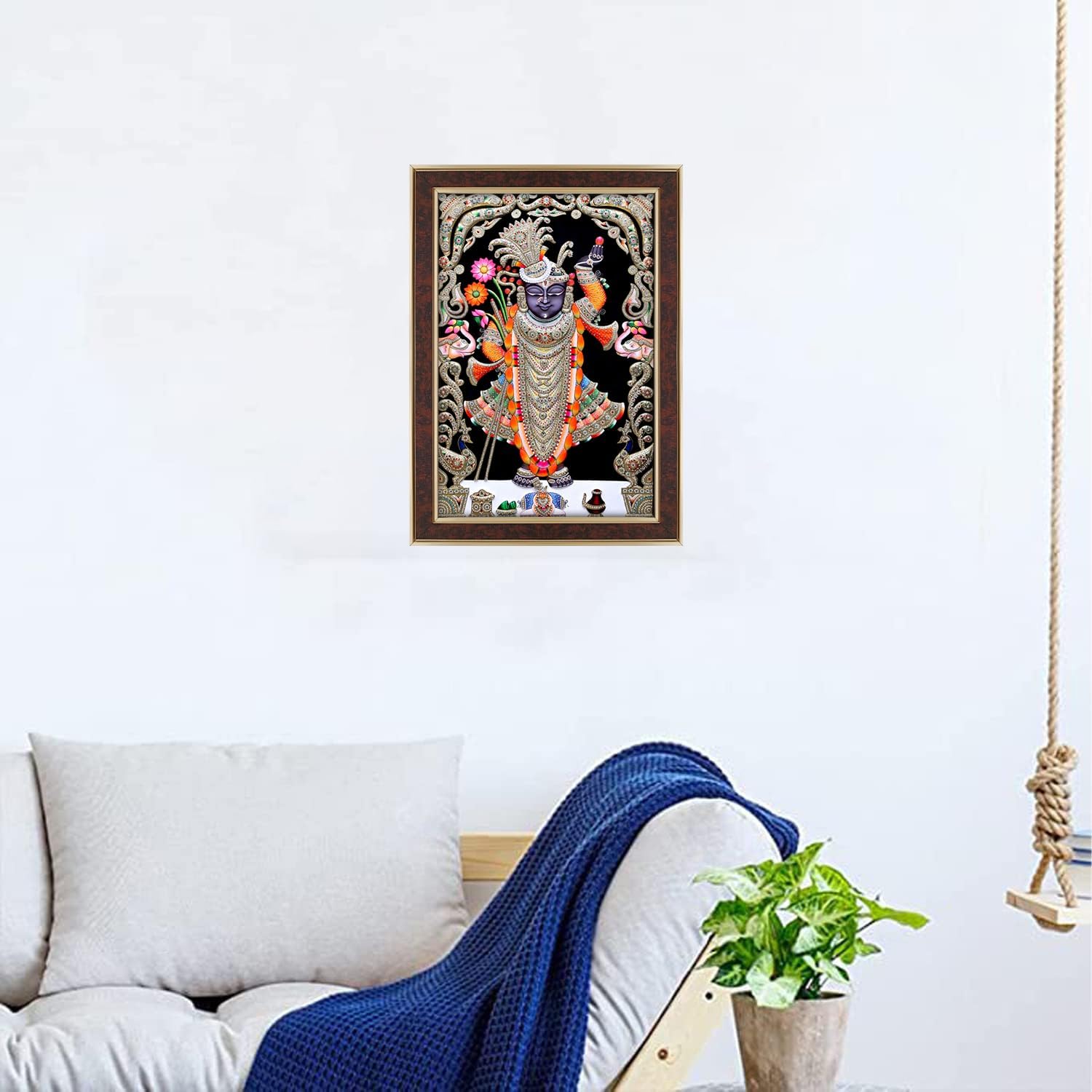 Dharvika Innovations Shrinathji Photo with Frame Big Size/Shreenathji Photo with Frame Big Size - 2410 (21x27 Inch, Brown)