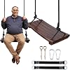 PELLOR Wood Swing Seat, Carbonized Hanging Wood Tree Swing 19.7 x9.8 x1.0 inch for Adult Kids Children Anticorrosive & 100% Waterproof Wooden Swing Set 550 lbs Load Indoor Outdoor Backyard Play