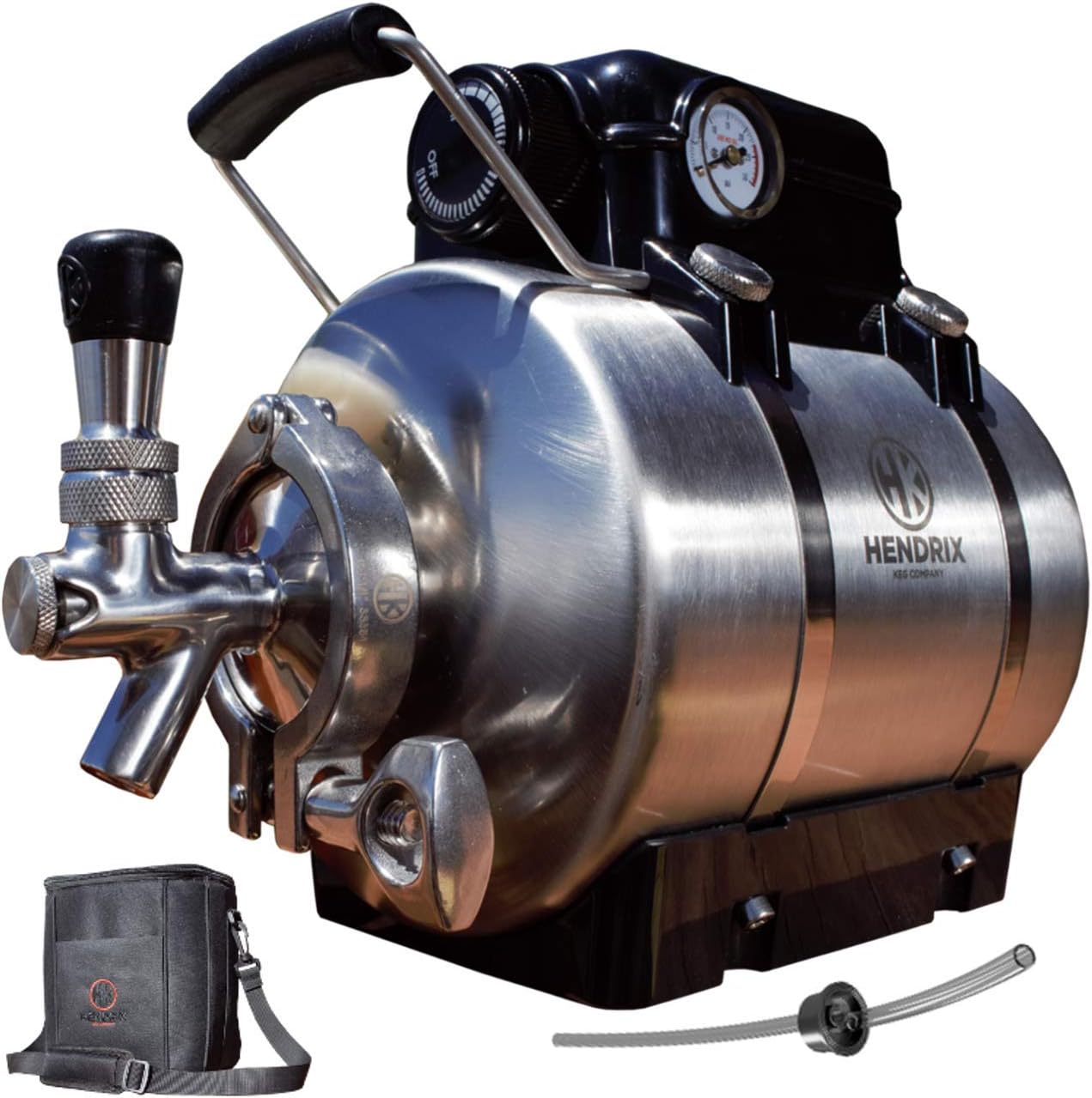 HK 64 oz from Hendrix Keg Company. A pressurized growler keg designed to keep your craft beer and home brew fresh. Comes with a growler transfer unit and a cooler bag to keep your beer cold.