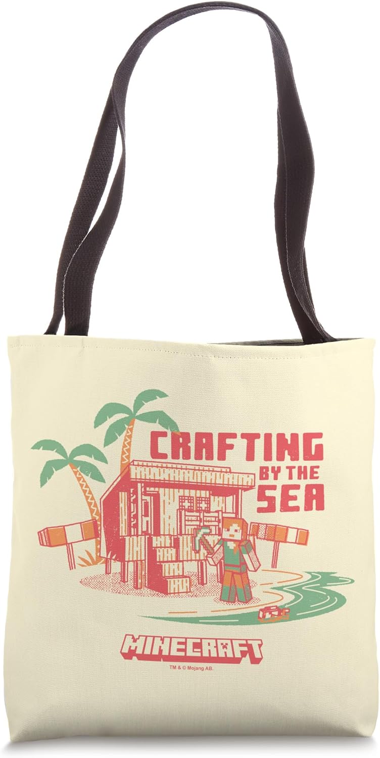 Minecraft Crafting By The Sea Summer Vibes Retro Tote Bag