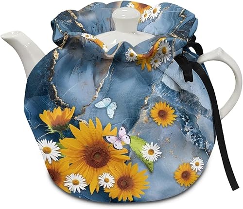 Vista 22 de Tetera acogedora funda térmica aislada para hervidor de agua, calentador de desayuno, lavable a máquina, para tetera, decoración de cocina del Verde