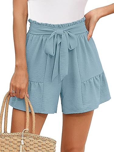 Heymoments Women's Wide Leg Shorts Lightweight High Waisted Adjustable Tie