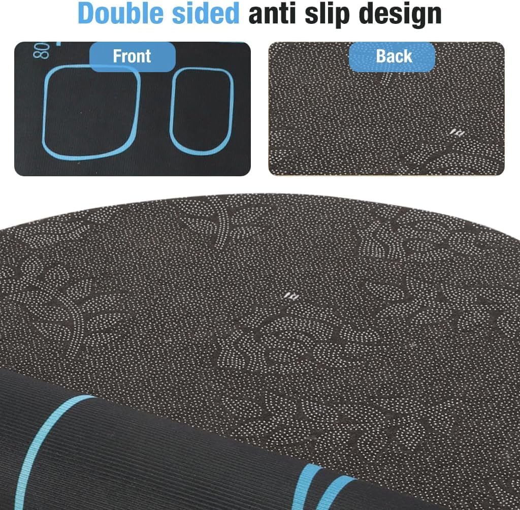 Piyu Premium Ab Roller Wheel Exercise Mat with Distance Guide Lines | Double-Sided Non-Slip Floor Pad for Core Workout, Yoga & Pilates | Shock Absorbent Home Gym Fitness Equipment Mat 3