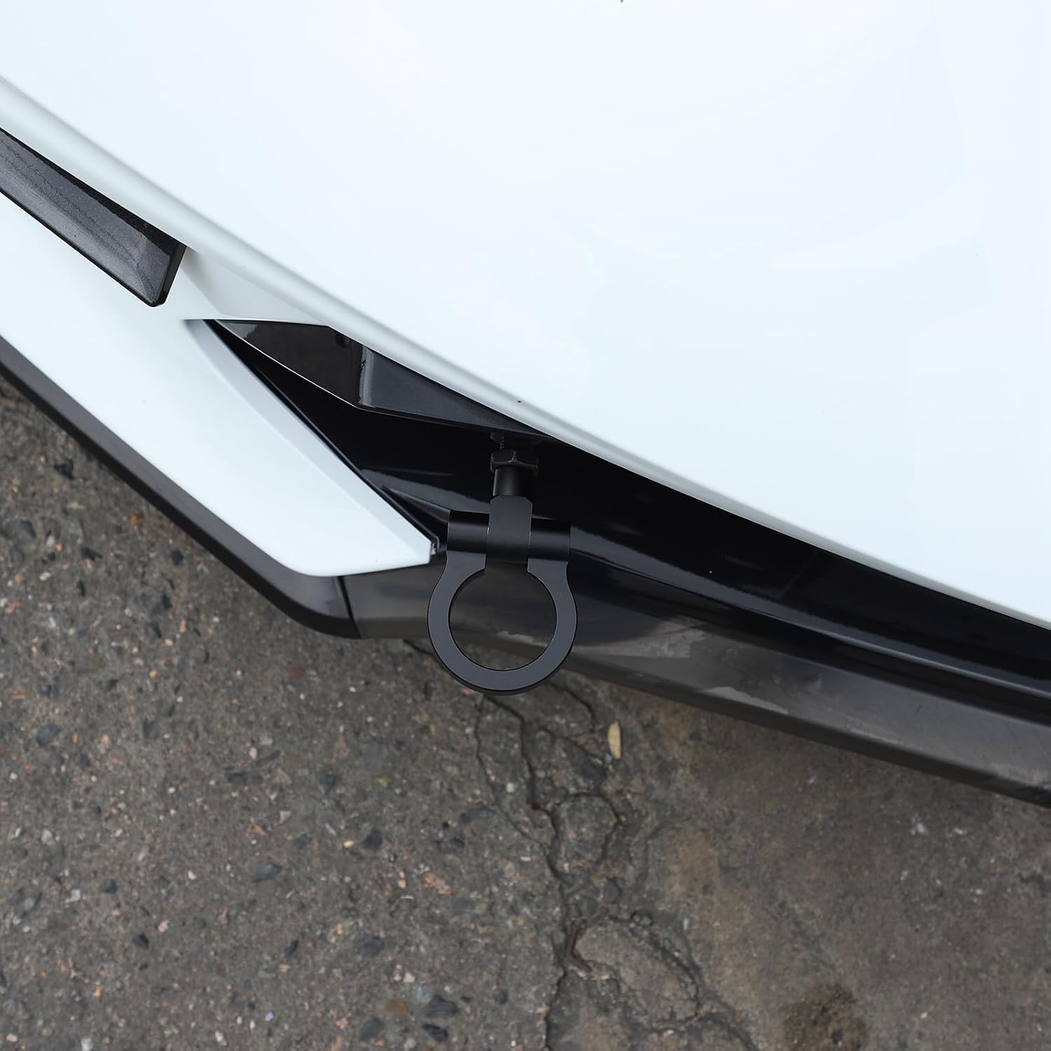 Car Front Bumper Tow Hook Compatible with Chevrolet Corvette C8 2020-2024, Racing Style Front Bumper Trailer Ring, Towing Tow Hook Screw Trailer Hitch Accessories (Black)