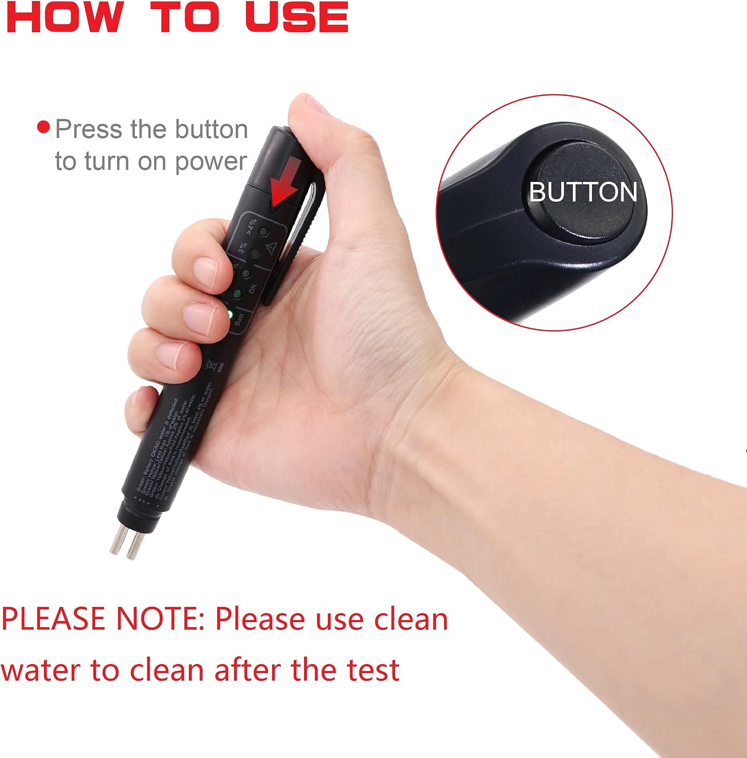 Taxutor Brake Fluid Tester Pen Hydraulic Fluid/Liquid/Oil Moisture Analyzer with 5 LED Indicators, Auto Brake Diagnostic Testing Tool for DOT3 DOT4 Brake Fluid